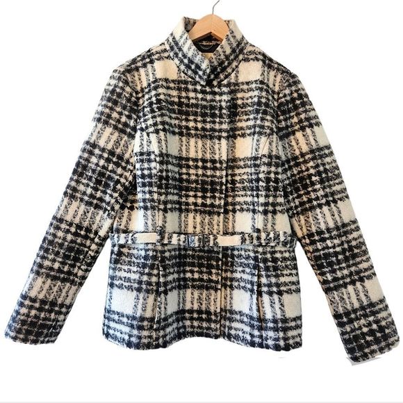 Banana Republic 100% Wool Plaid Belted Fall Winter Jacket Coat Size XL. - Picture 6 of 15